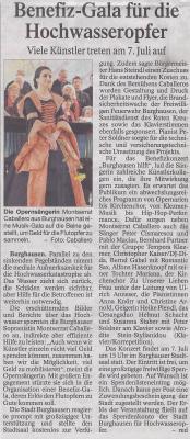 Benefizkonzert zu Gunsten der Flutopfer am 07.07.2013